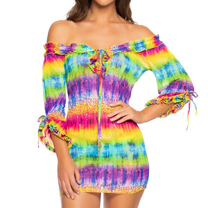 AFTERGLOW - Ruffle V Neck Dress