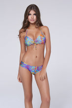 YOU SEXY THING - Molded Push Up Bandeau Halter Top & Scrunch Side Full Bottom • Multicolor