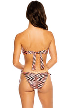 GLAM LOVIN - Wavy Tie Front Bandeau & Wavy Ruched Back Full Tie Side Bottom • Coral