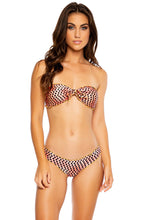 GLAM LOVIN - Wavy Tie Front Bandeau & Full Ruched Back Bottom • Coral