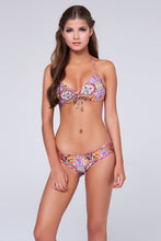 FLOR DE VERANO - Molded Push Up Bandeau Halter Top & Full Ruched Back Bottom • Multicolor