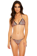 SWEET NIGHTS - Seamless Triangle Top & Wavy Ruched Back Brazilian Tie Side Bottom • Multicolor