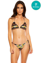 SWEET NIGHTS - Seamless Triangle Top & Wavy Ruched Back Brazilian Tie Side Bottom • Multicolor