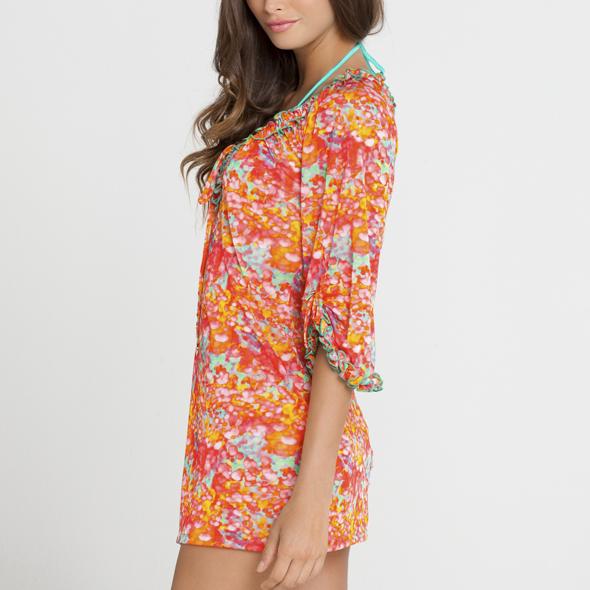 FIESTA DE FLORES - Ruffle V Neck Dress