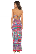 BESOS DE SAL - Strappy V Cut Out Maxi Dress • Multicolor