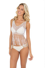 DIAMANTES DE CORAL - Flirty Fringe Tank Top & Braided Side Full Bottom • White