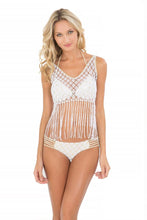 DIAMANTES DE CORAL - Flirty Fringe Tank Top & Braided Side Full Bottom • White
