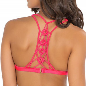 FLORCITAS DE ARENA - Hand Knit Crochet Flowers Back Bra Top