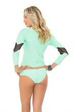 FOR YOUR EYES ONLY - V Front Net Insert Rashguard & Net Sides Moderate Bottom • Mint Convertible