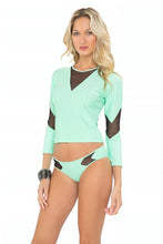 FOR YOUR EYES ONLY - V Front Net Insert Rashguard & Net Sides Moderate Bottom • Mint Convertible