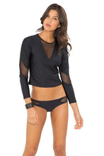 FOR YOUR EYES ONLY - V Front Net Insert Rashguard & Net Sides Cheeky Bottoms • Black
