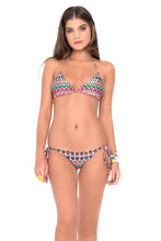 LIL GEM - Triangle Top & Wavey Ruched Back Brazilian Tie Side Bottom • Multicolor