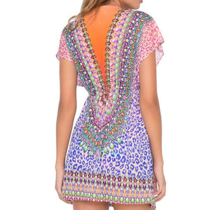 LIL GEM - Lace Up Cap Sleeve Short Caftan