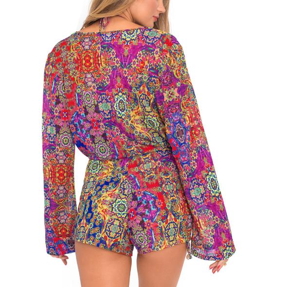 GIPSY SOUL - Wrap Front Long Sleeve Romper