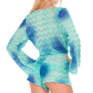 SIETE MARES - Wrap Front Long Sleeve Romper