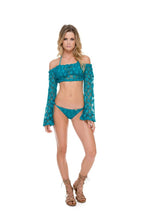 COSITA BUENA - Off The Shoulder Crochet Top & Wavey Ruched Back Brazilian Tie Side Bottom • Exuma