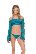COSITA BUENA - Off The Shoulder Crochet Top & Wavey Ruched Back Brazilian Tie Side Bottom • Exuma
