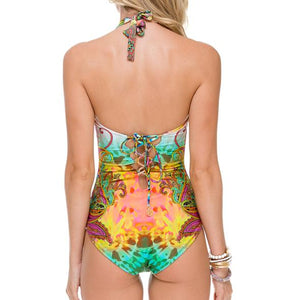 CALLEJERA - Glam High Neck Engineered One Piece