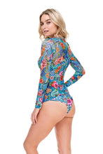 INKED BABE - Skin Deep Rash Guard & Strappy Brazilian Ruched Back Bottom • Multicolor