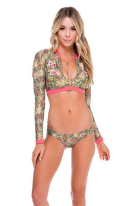 WORLD ON FIRE - Rashguard Zip Up Bomber & Lo Rise Hipster Bottom • Multicolor