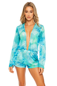 OCEAN SHIMMER - Deep Plunge Romper • Multicolor