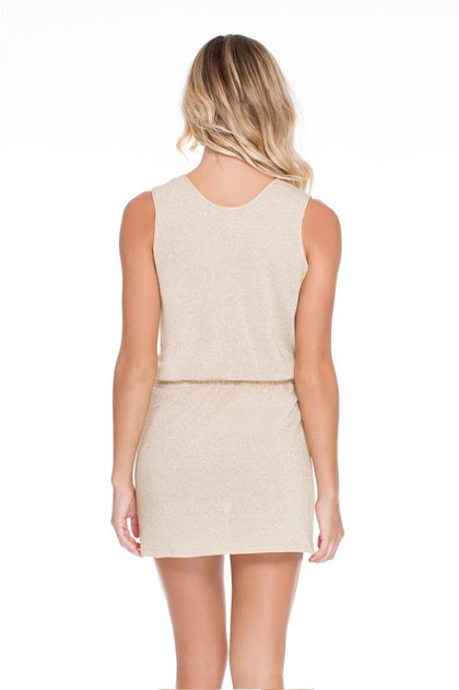 GOLDEN SUGAR - Criss Cross Plunge Dress • Gold Rush