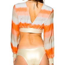 LOS FLAMENCOS - Silk Sleeve Cross Front Crop Top