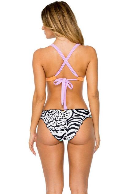 CAYO SETIA - Molded Push Up Bandeau Halter Top & Seamless Full Ruched Back Bottom • Multicolor