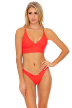 CORAZON DE SEDA - Cross Back Bustier Top & High Leg Bottom • Scarlet