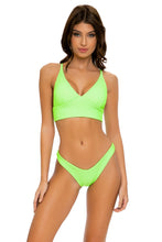 LULI BABE IN MIAMI - Cross Back Bustier Top & High Leg Bottom • Neon Lime