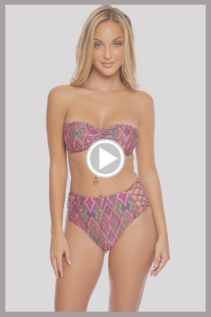 VAMOS A CABOS - Bandeau Top & High Rise Full Bottom • Multicolor Runway