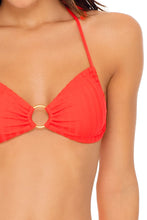 LAST FLING - Ring Drawstring Halter Bandeau & High Leg Banded Waist Bottom • Red Hot