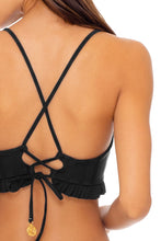 BACHELORETTE AND HER BABES - Puckered Ruffle Bralette & Tab Side High Leg Thong Bottom • Bash Black