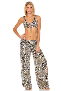 WILD SIDE - Lace Up Bralette & Split Side Wide Leg Pant • Multicolor