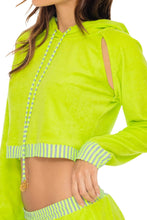 GLOW BABY GLOW - Hoodie Cut Out Cropped Jacket & Relaxed Shorts • Lime