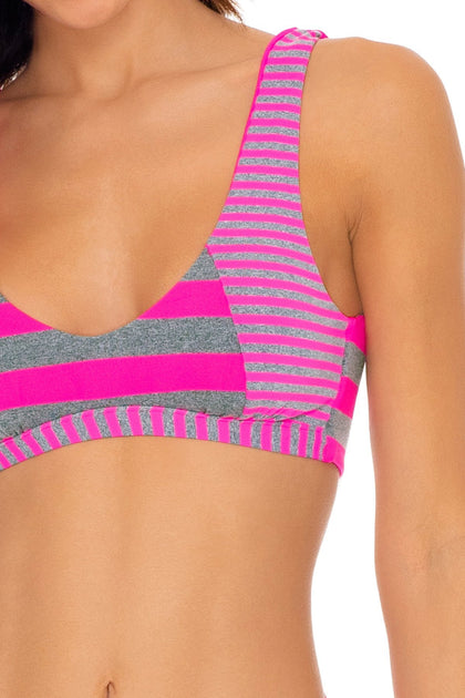 TIME TO FIESTA - Tank Bralette & High Leg Banded Waist Bottom • Neon Pink