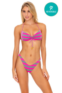 TIME TO FIESTA - Bandeau Top & High Leg Bottom • Neon Pink