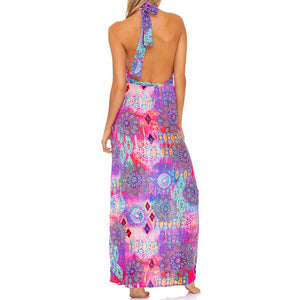 PINK LAGOON - Deep Plunge Long Dress