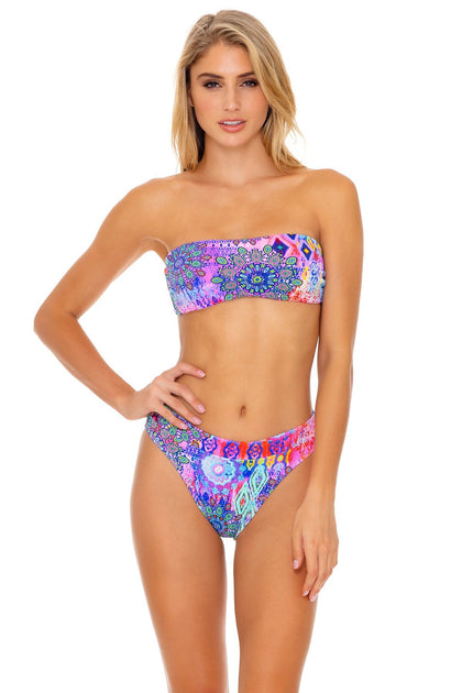 PINK LAGOON - Free Form Bandeau & High Leg Banded Waist Bottom • Multicolor