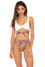 SAFARI DREAMS - Tie Front Tank Top & High Leg Tie Front Bottom • Brown Runway