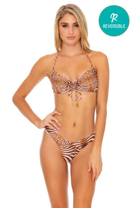 SAFARI DREAMS - Bandeau Top & Tab Side High Leg Thong Bottom • Brown