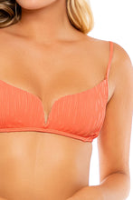RIVER DANCE - V splice Bralette & V cut Hardware Seamless Wavy Back Ruched Bottom • Coastal Coral