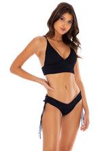 RIVER DANCE - Cross Back Bustier Top & Drawstring Side  Bottom • Black