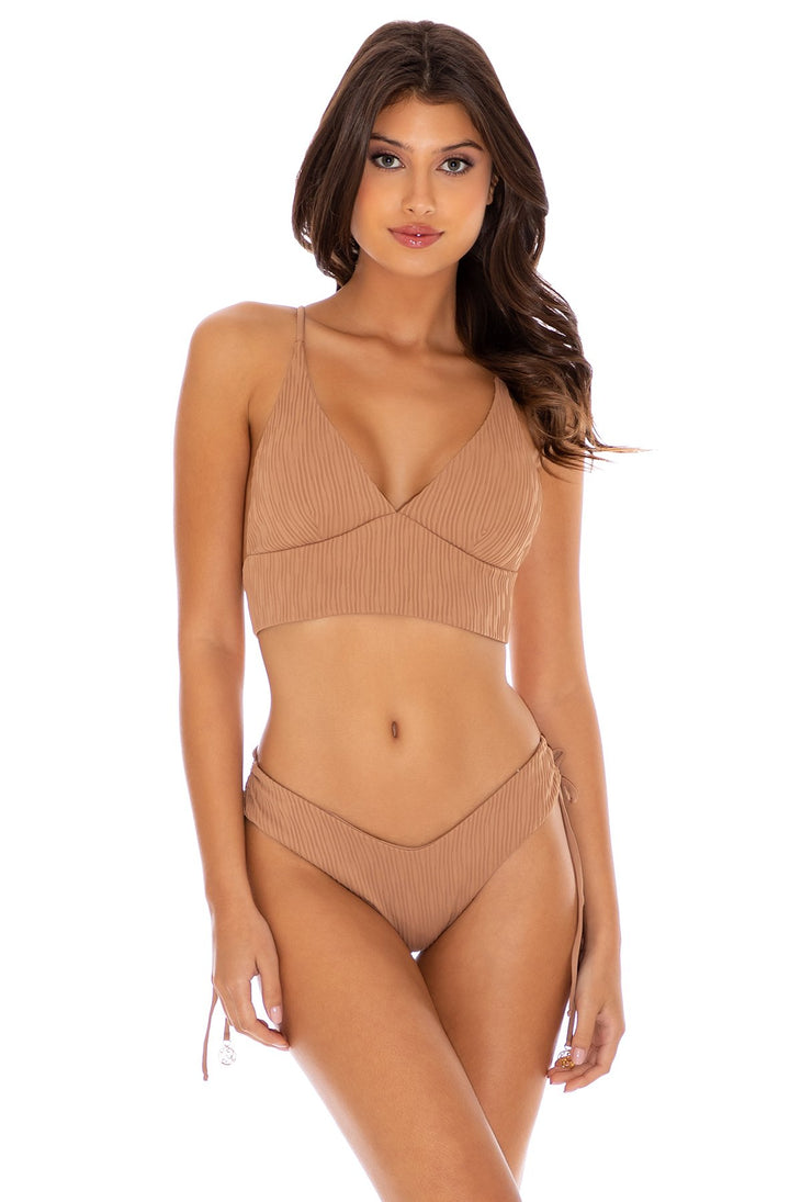 RIVER DANCE - Cross Back Bustier Top & Drawstring Side  Bottom • Coconut