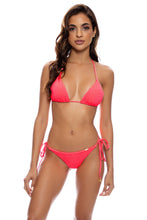 PURA CURIOSIDAD - Triangle Top & Wavy Ruched Back Tie Side Bottom • Guava