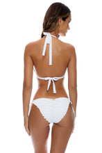 PURA CURIOSIDAD - Triangle Halter Top & Wavy Ruched Back Full Tie Side Bottom • White