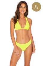 PURA CURIOSIDAD - Triangle Halter Top & Seamless Full Ruched Back Bottom • Neon Yellow