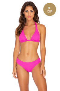 PURA CURIOSIDAD - Triangle Halter Top & Seamless Full Ruched Back Bottom • Pretty Pink