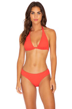 PURA CURIOSIDAD - Triangle Halter Top & Seamless Full Ruched Back Bottom • Chili Pepper