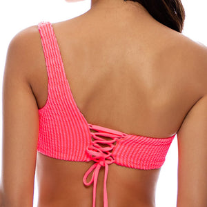 PURA CURIOSIDAD - One Shoulder Lace Back Top